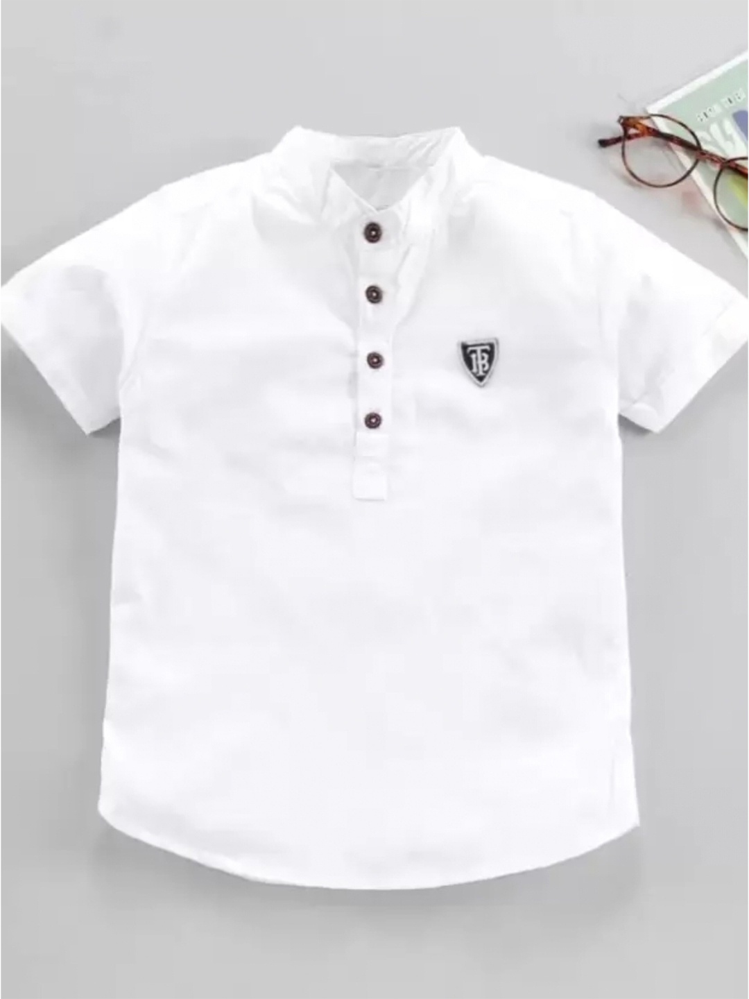 

BAESD Boys Premium Mandarin Collar Cotton Casual Shirt, White