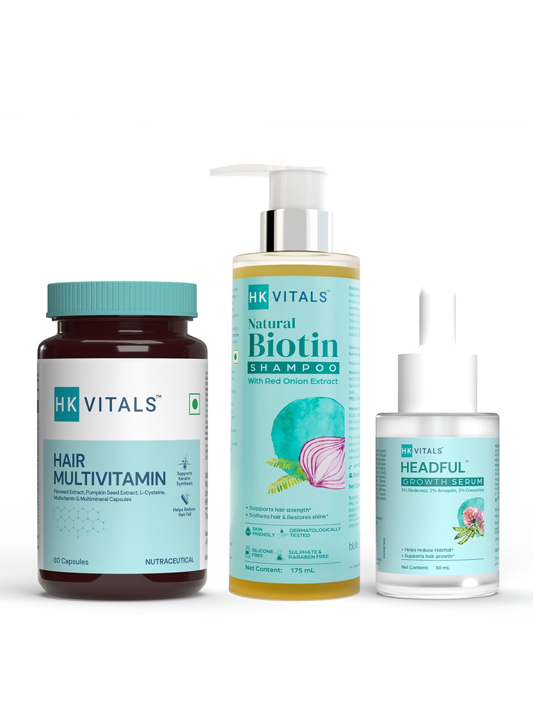 

HK VITALS Multivitamin-Biotin Shampoo & Headful Growth Serum Combo, White