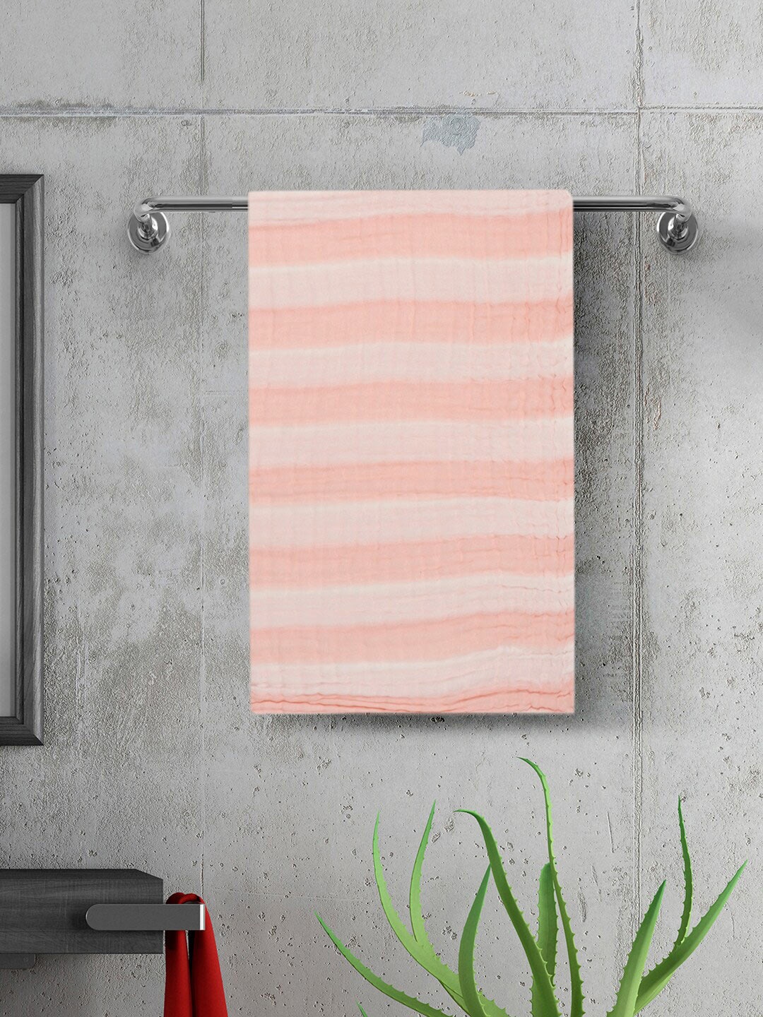 

Baby Moo Pink Striped Printed Cotton 170 GSM Bath Towel