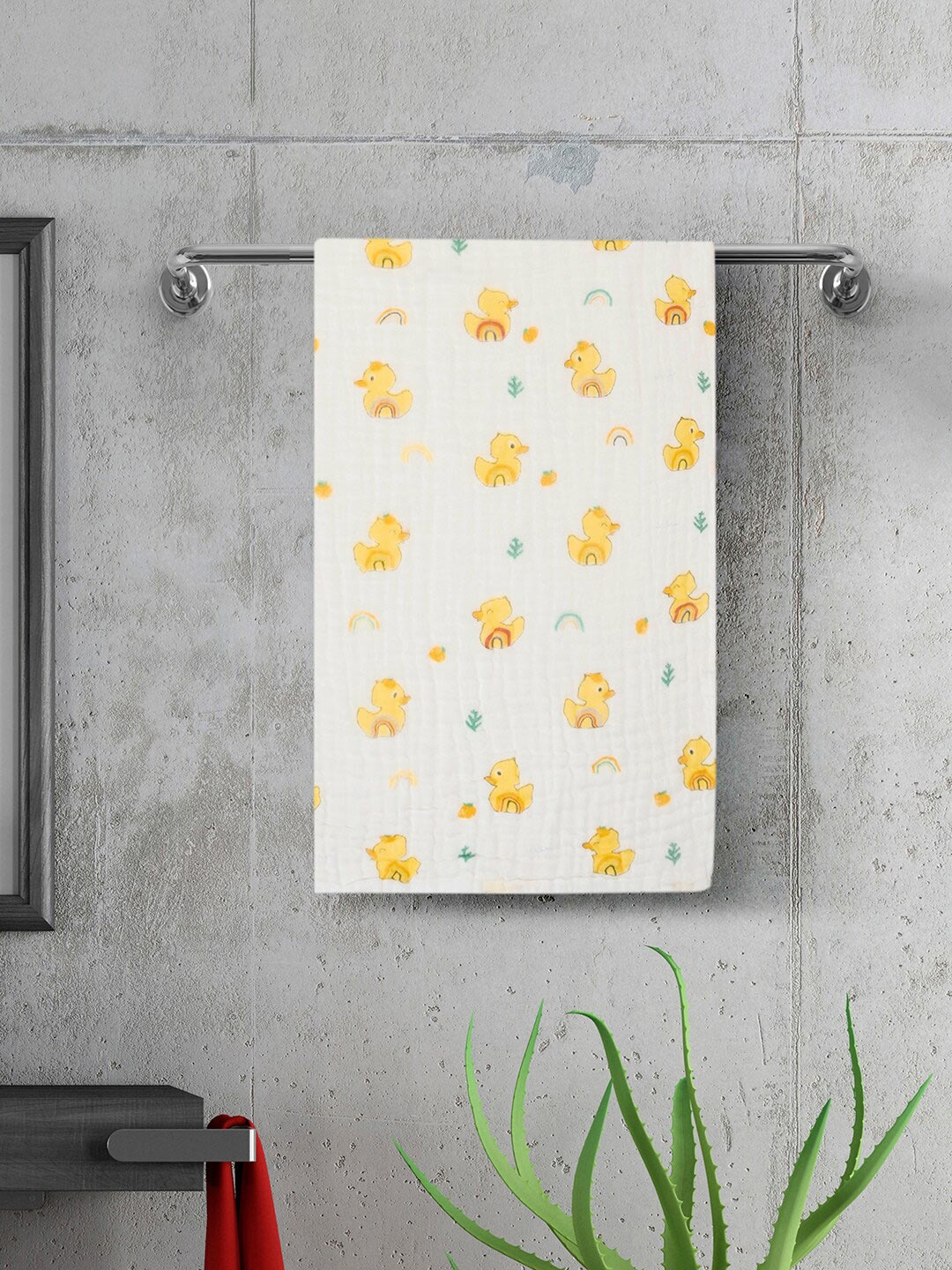 

Baby Moo White Printed Cotton 150 GSM Bath Towels