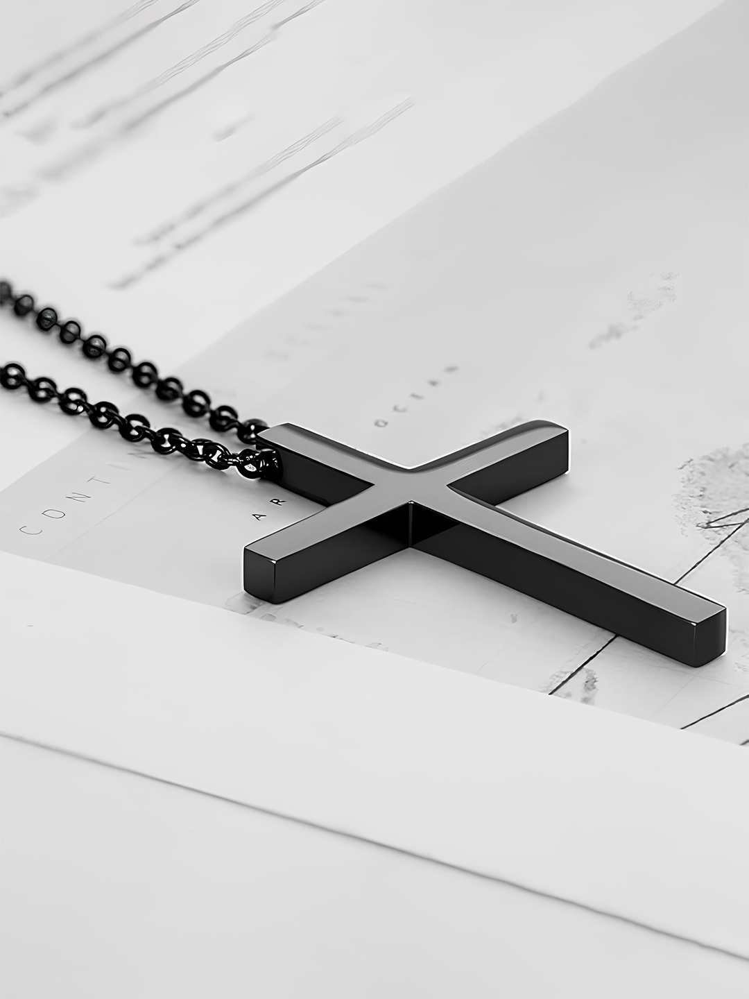 

KARISHMA KREATIONS Unisex Jesus Cross Pendant With Chain, Black