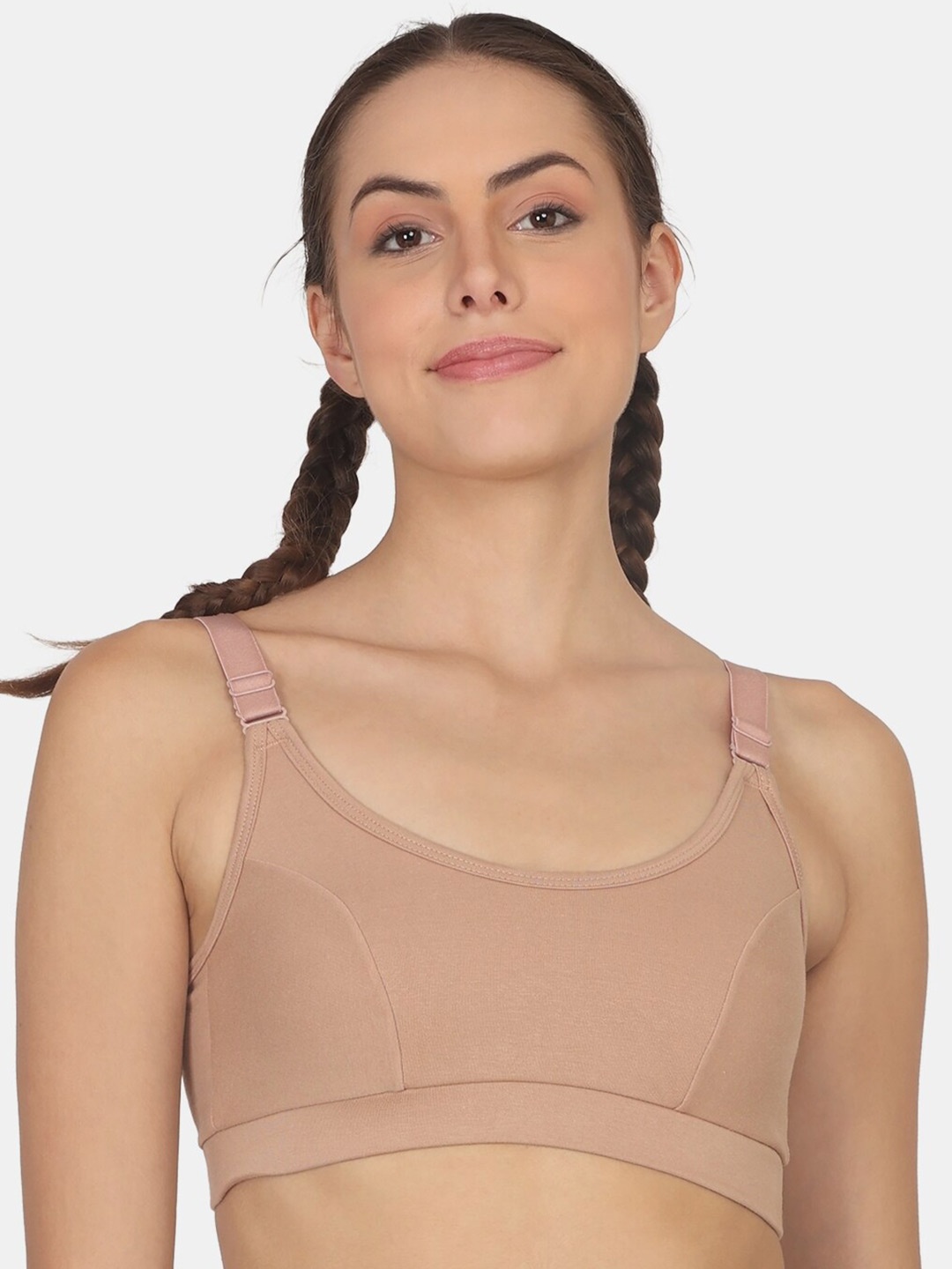 

POOJA RAGENEE Cotton T-shirt Bra Full Coverage Non Padded All Day Comfort, Beige