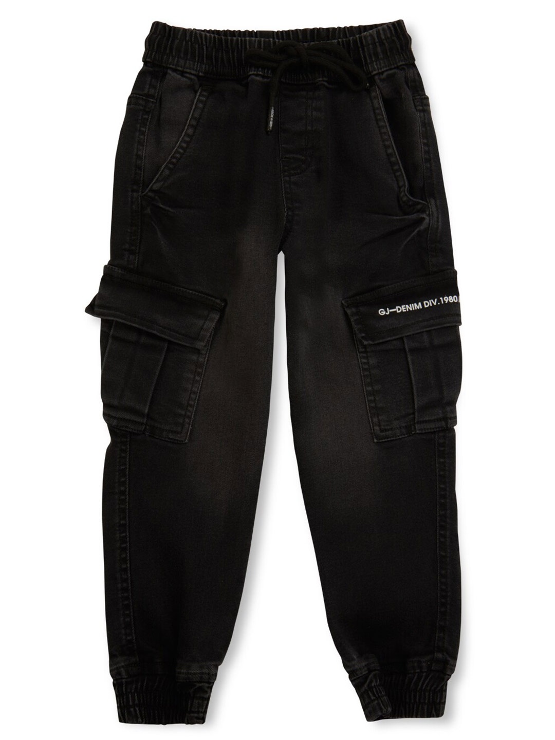 

Gini and Jony Boys Mid-Rise Clean Look Stretchable Cargos Joggers, Black
