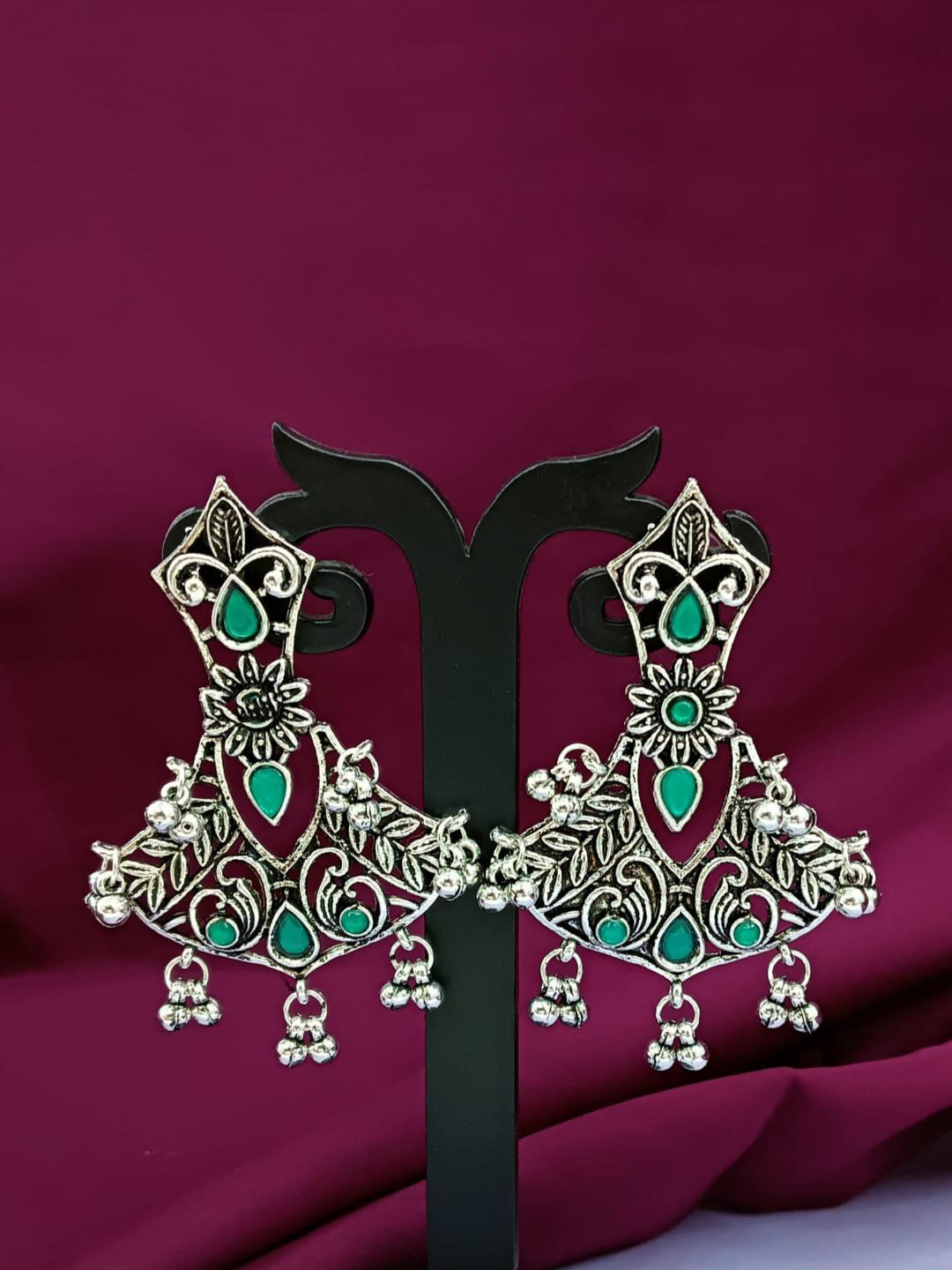 

Efulgenz Rhodium-Plated Contemporary Crystals Chandbalis, Silver