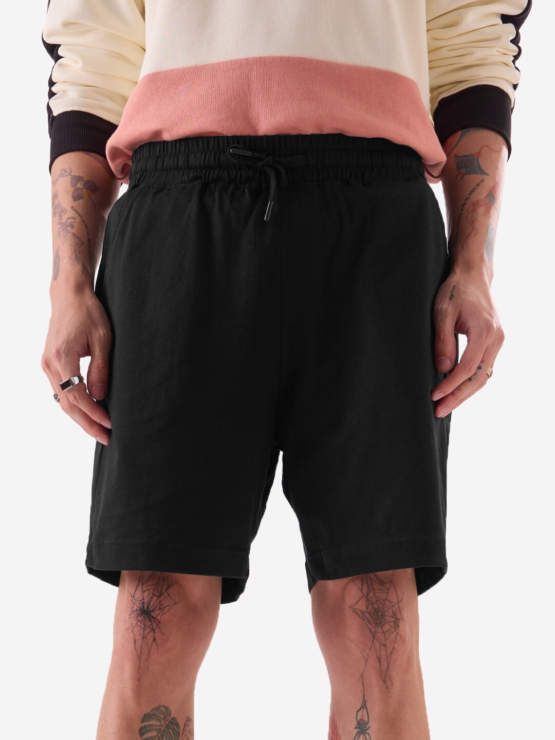 

The Souled Store Men Black Mid-Rise Pure Cotton Shorts