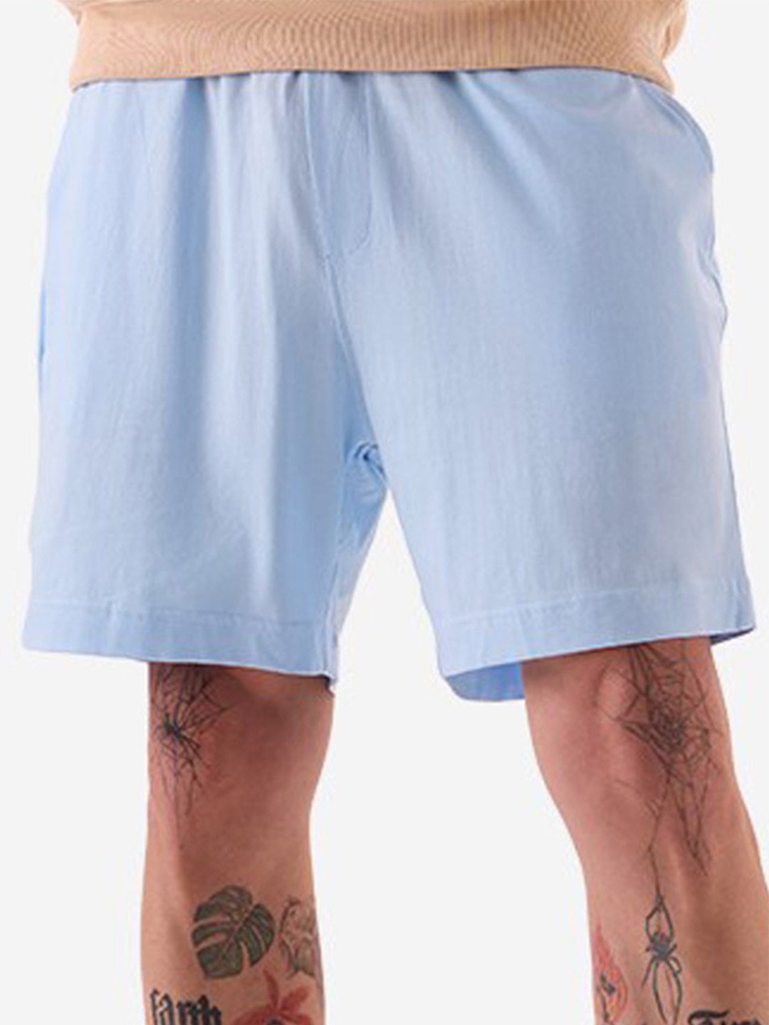 The Souled Store Men Blue Mid-Rise Pure Cotton Shorts