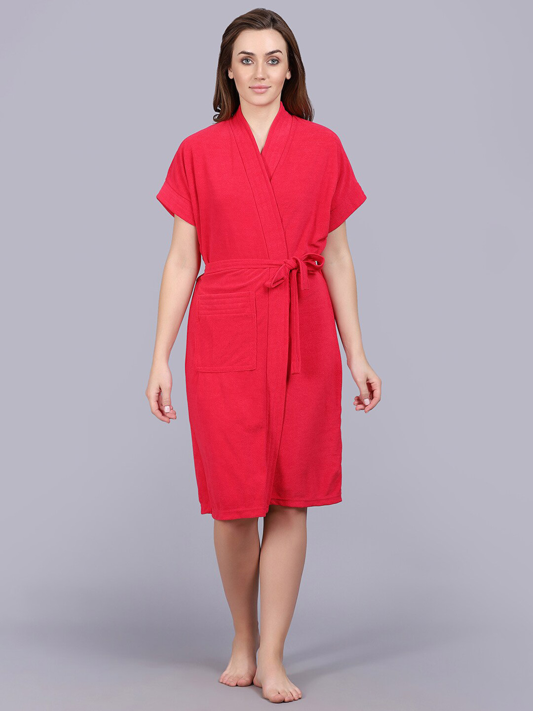 

POORAK Women Terry Bath Robe, Pink