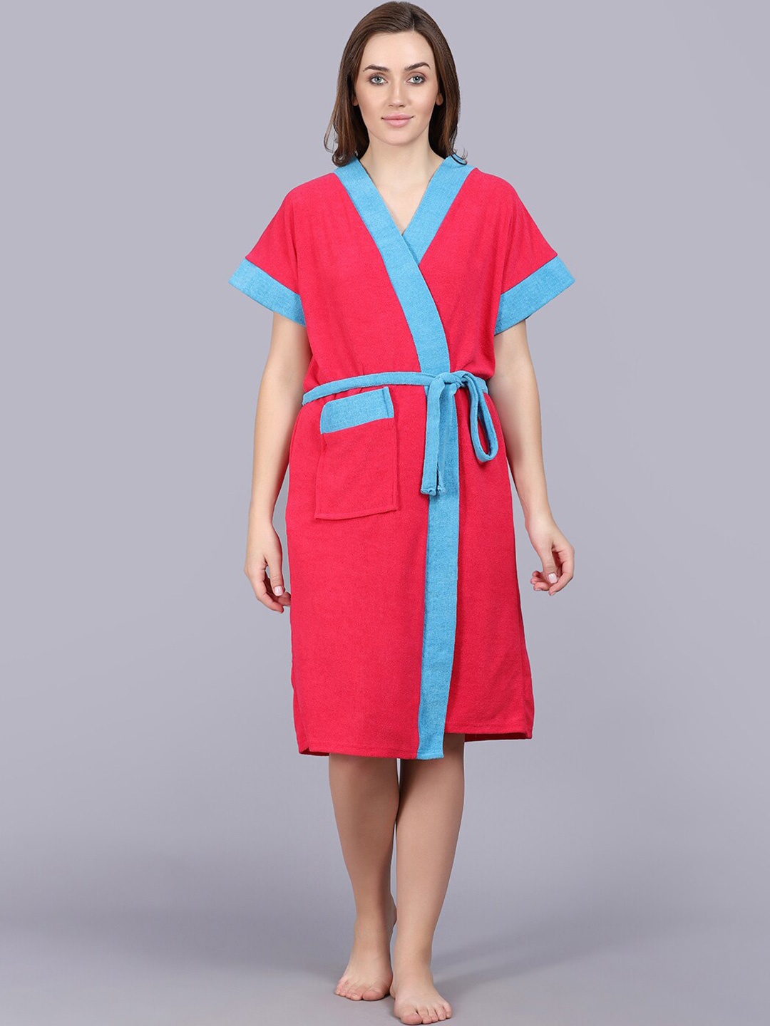 

POORAK Women Terry Bath Robe, Pink