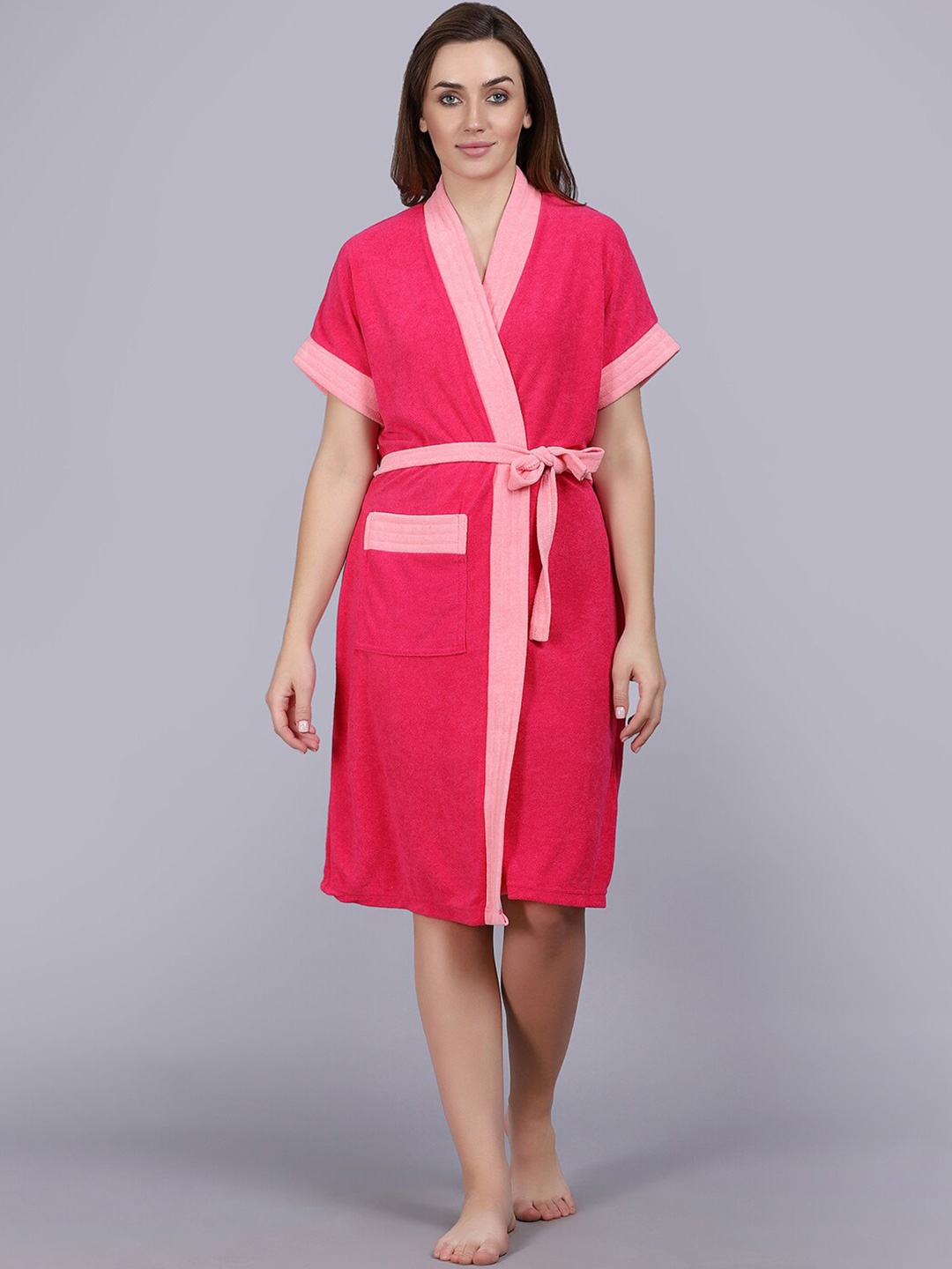 

POORAK Women Terry Bath Robe, Pink