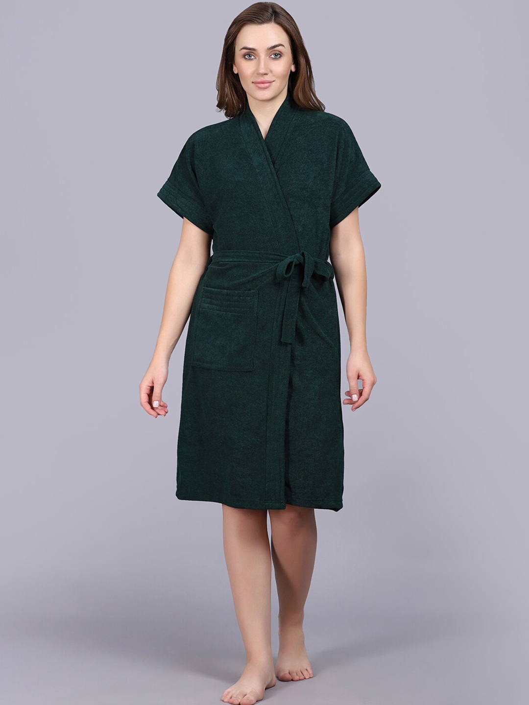 

POORAK Women Terry Bath Robe, Green