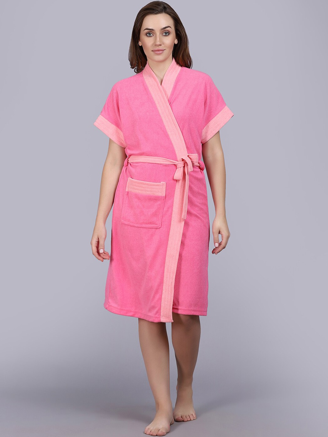 

POORAK Women Terry Bath Robe, Pink