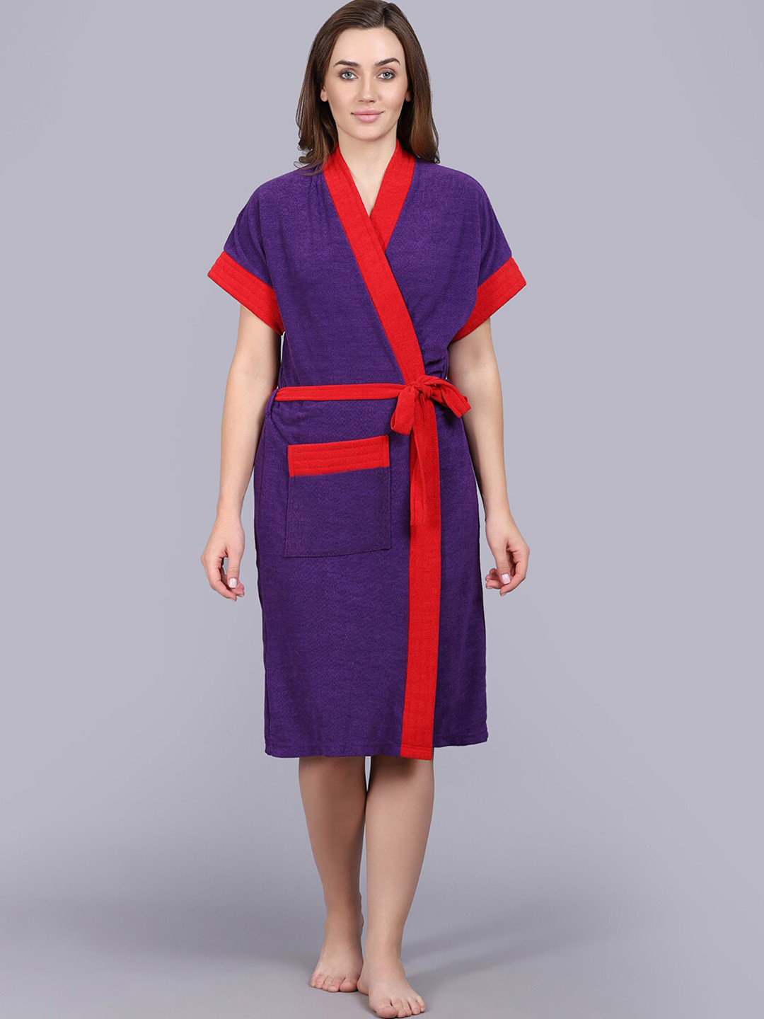 

POORAK Women Terry Bath Robe, Purple