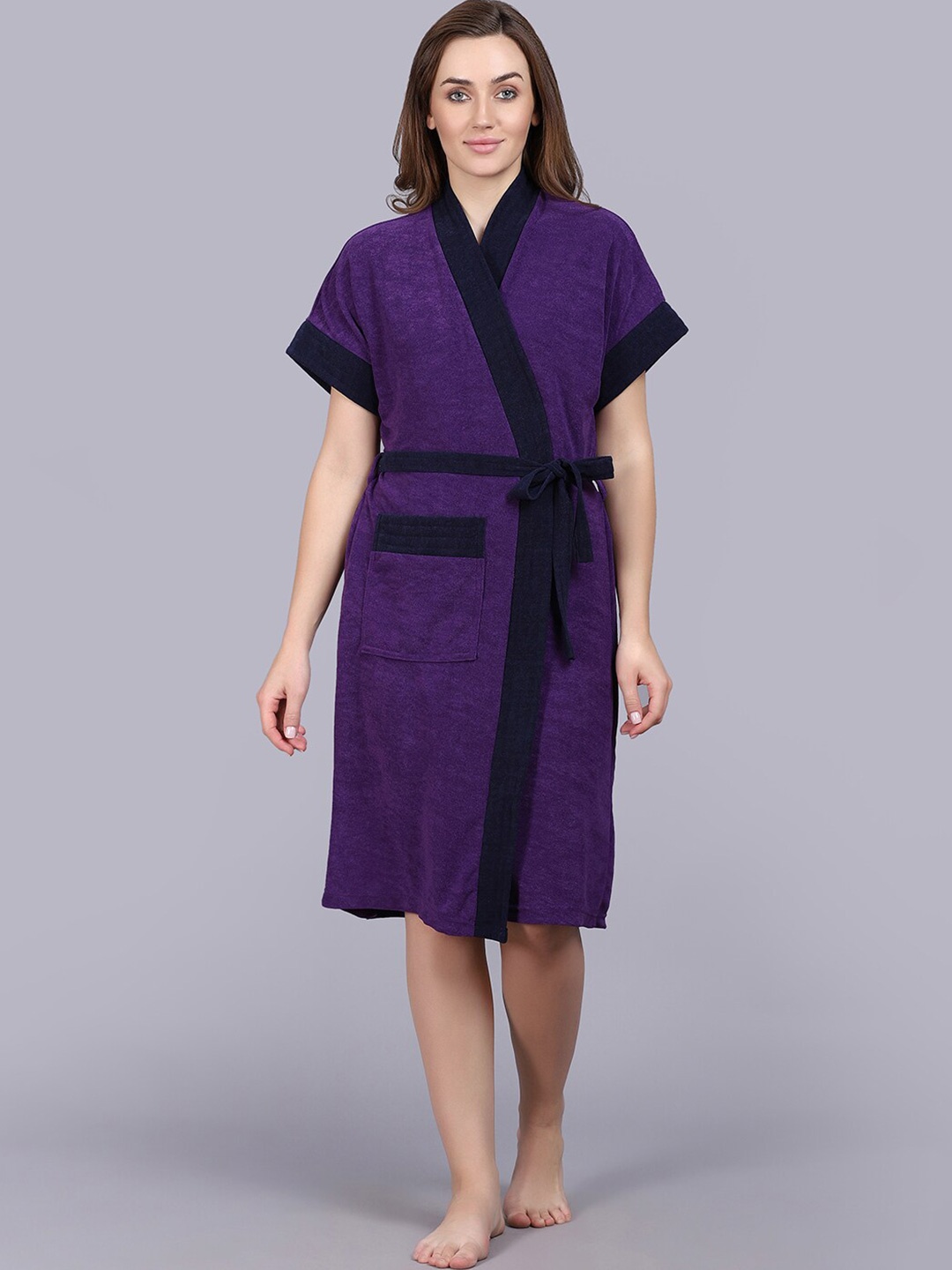 

POORAK Women Terry Bath Robe, Purple