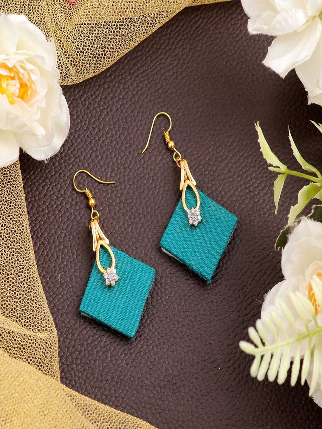 

UNIVERSITY TRENDZ Gold-Plated Cubic Zirconia Studded Drop Earrings