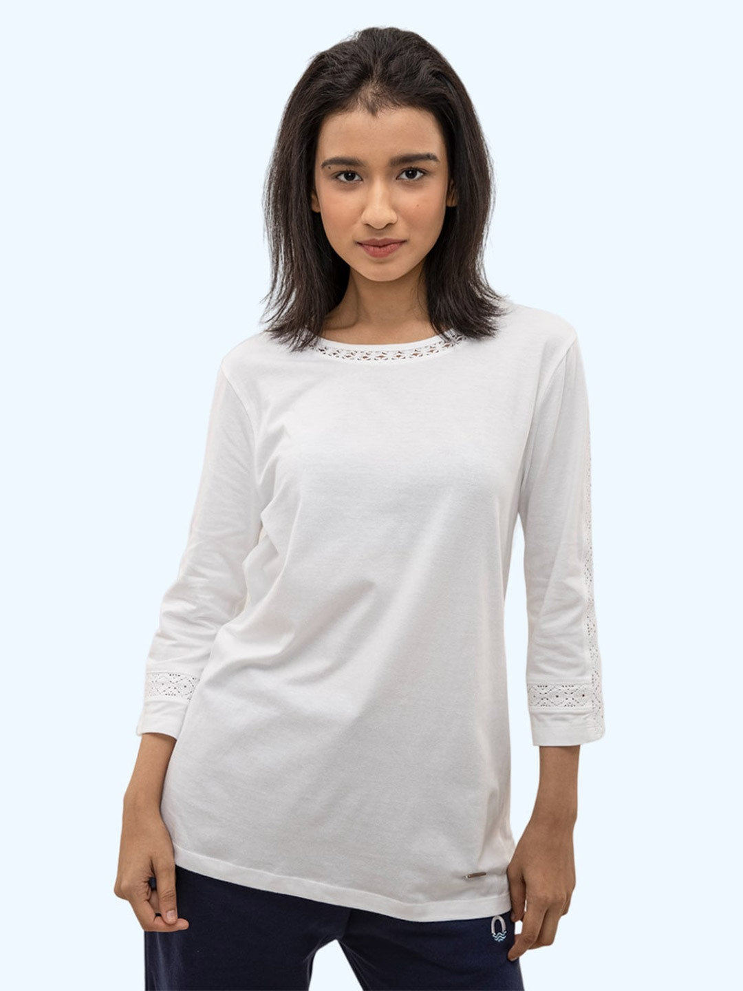 

harbour 9 Round Neck Cotton Top, White