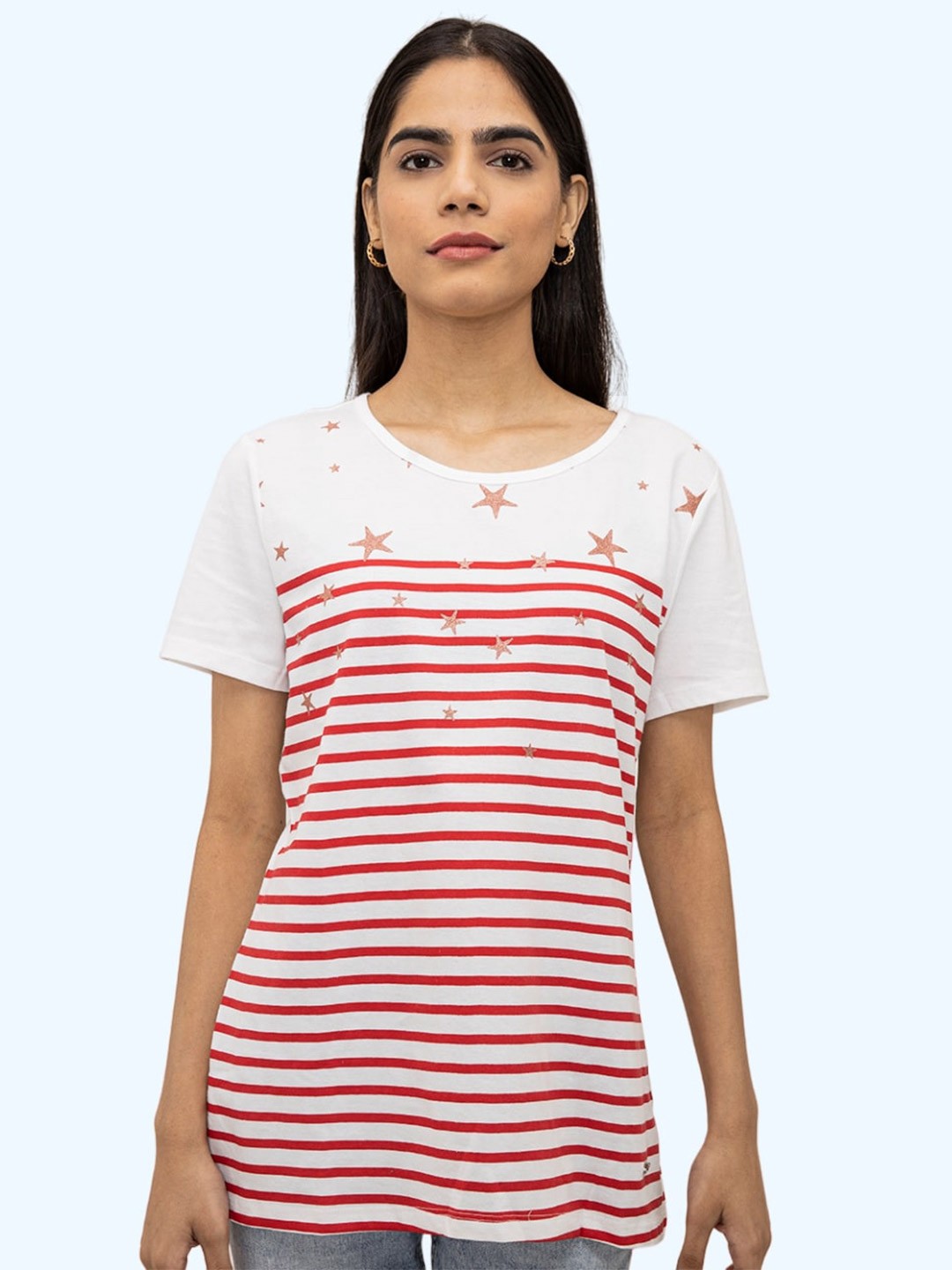 

harbour 9 The Nicolau Striped Cotton Top, Pink