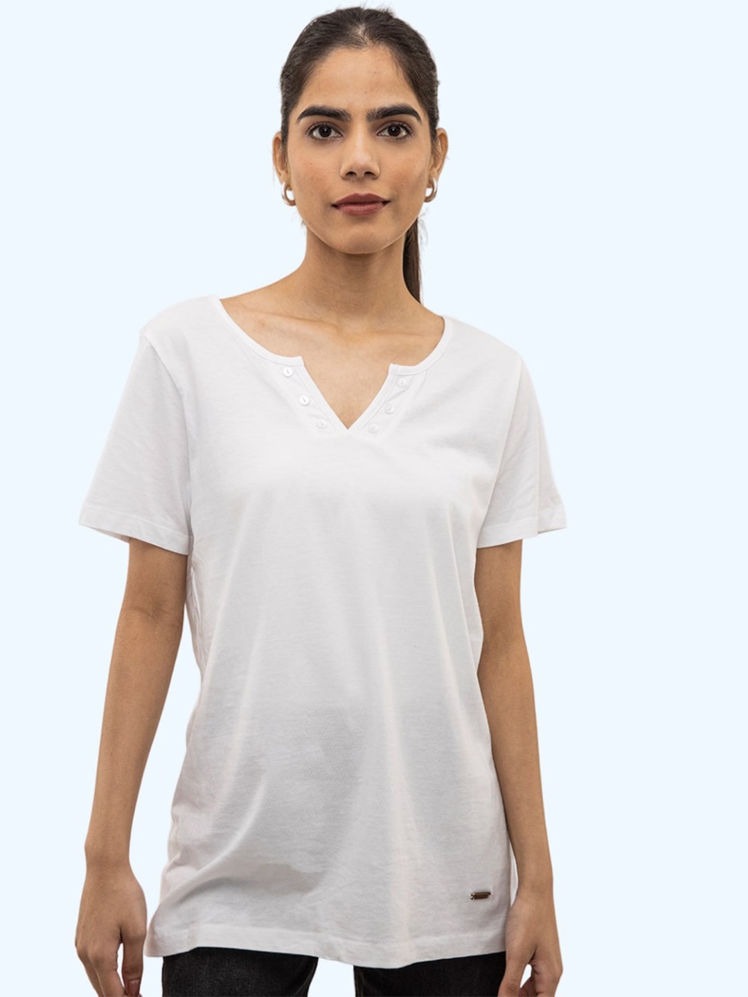 

harbour 9 The Cres Short Sleeves Regular Cotton Top, White