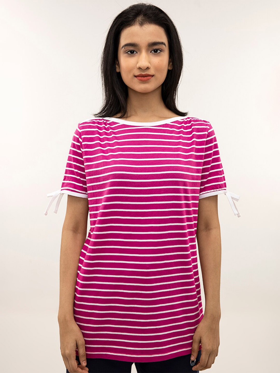 

harbour 9 Striped Cotton Top, Pink