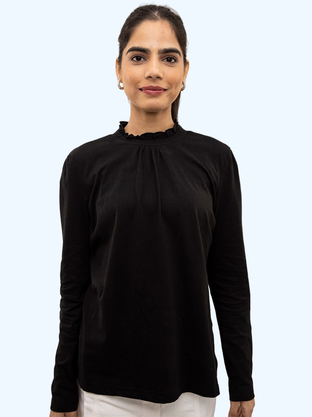 

harbour 9 High Neck Cotton Top, Black