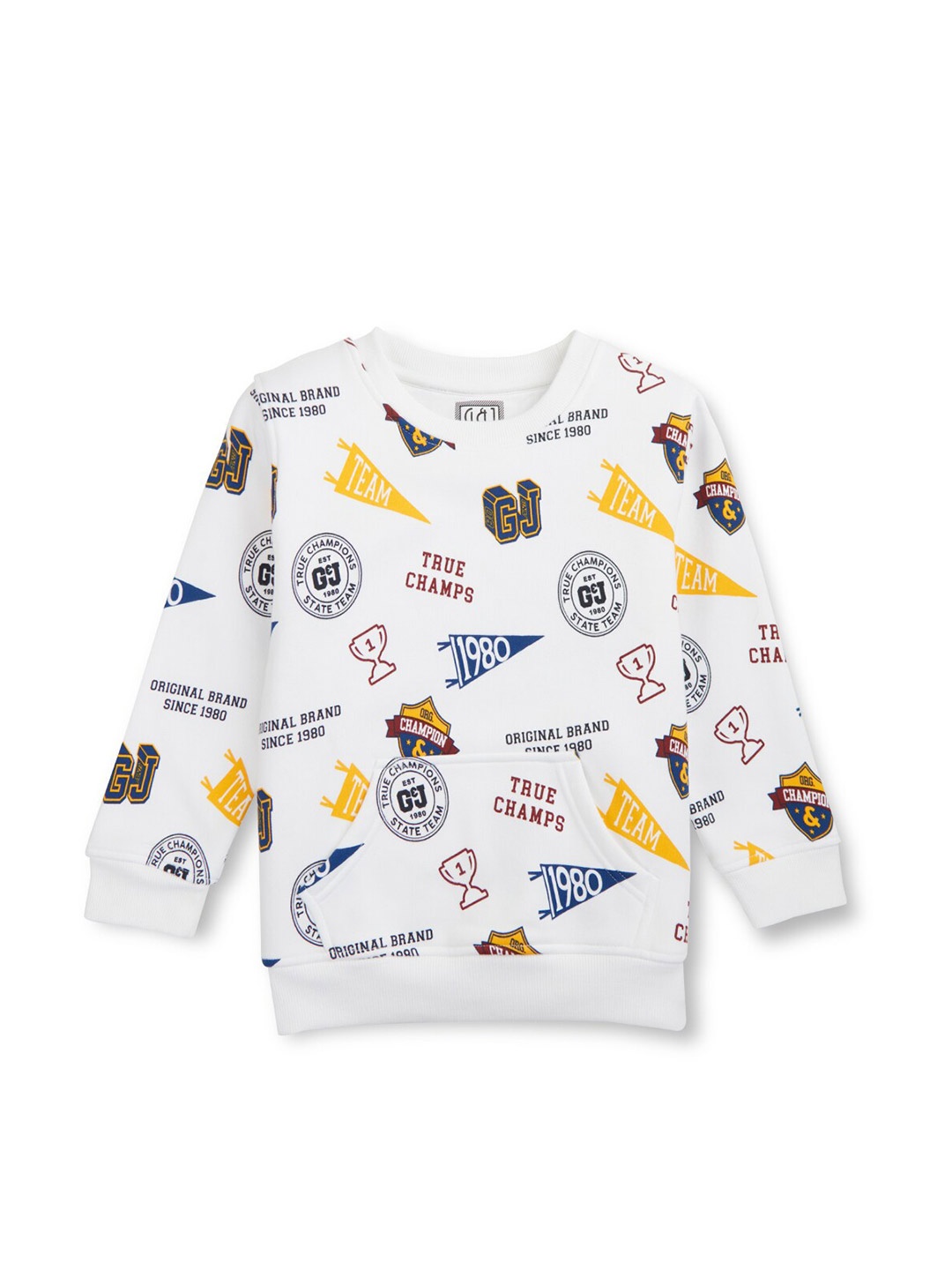 

Gini and Jony Boys Conversational Printed Fleece Sweatshirt, White