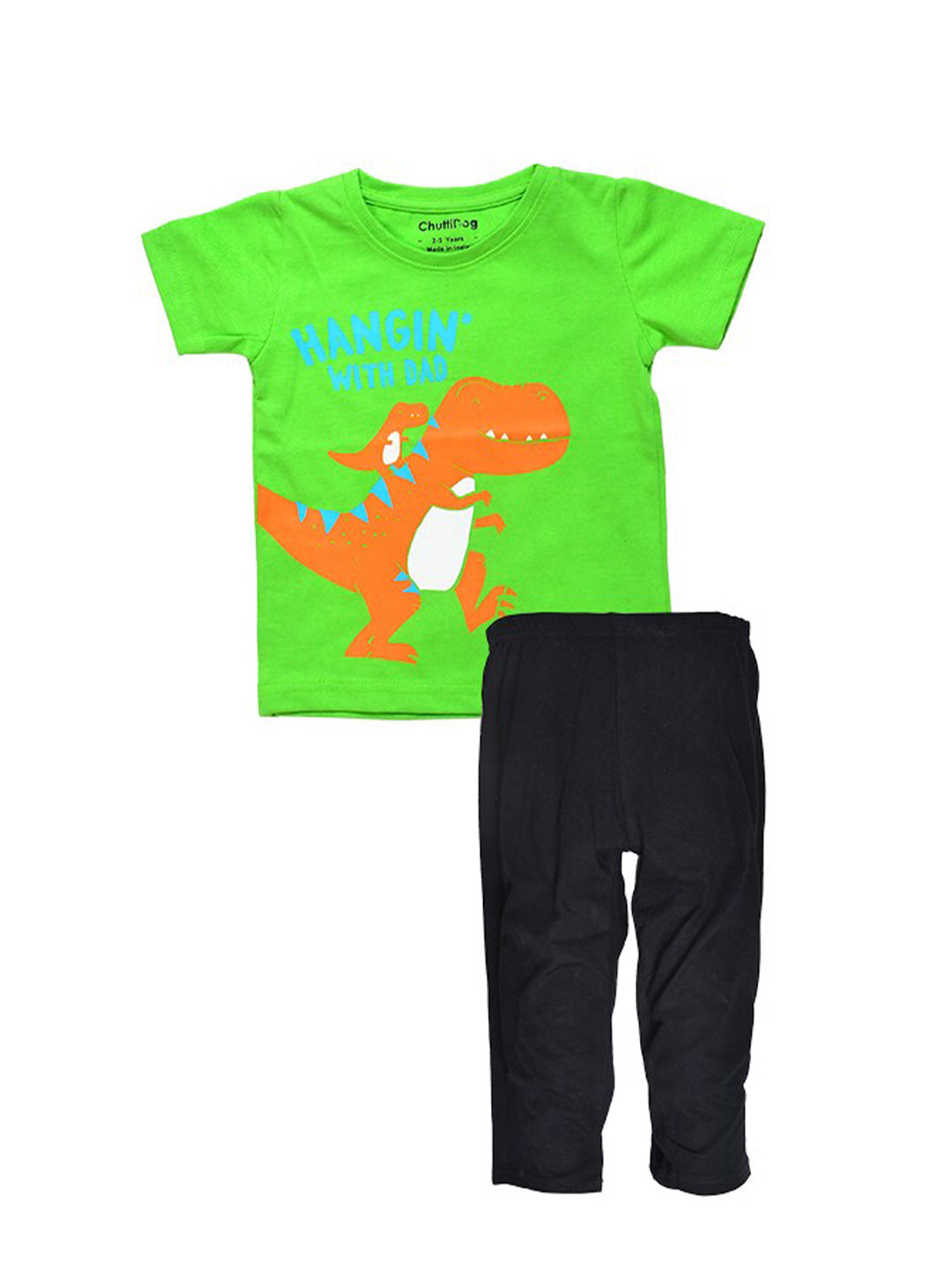 

BAESD Kids Printed Pure Cotton T-shirt with Pyjamas, Green