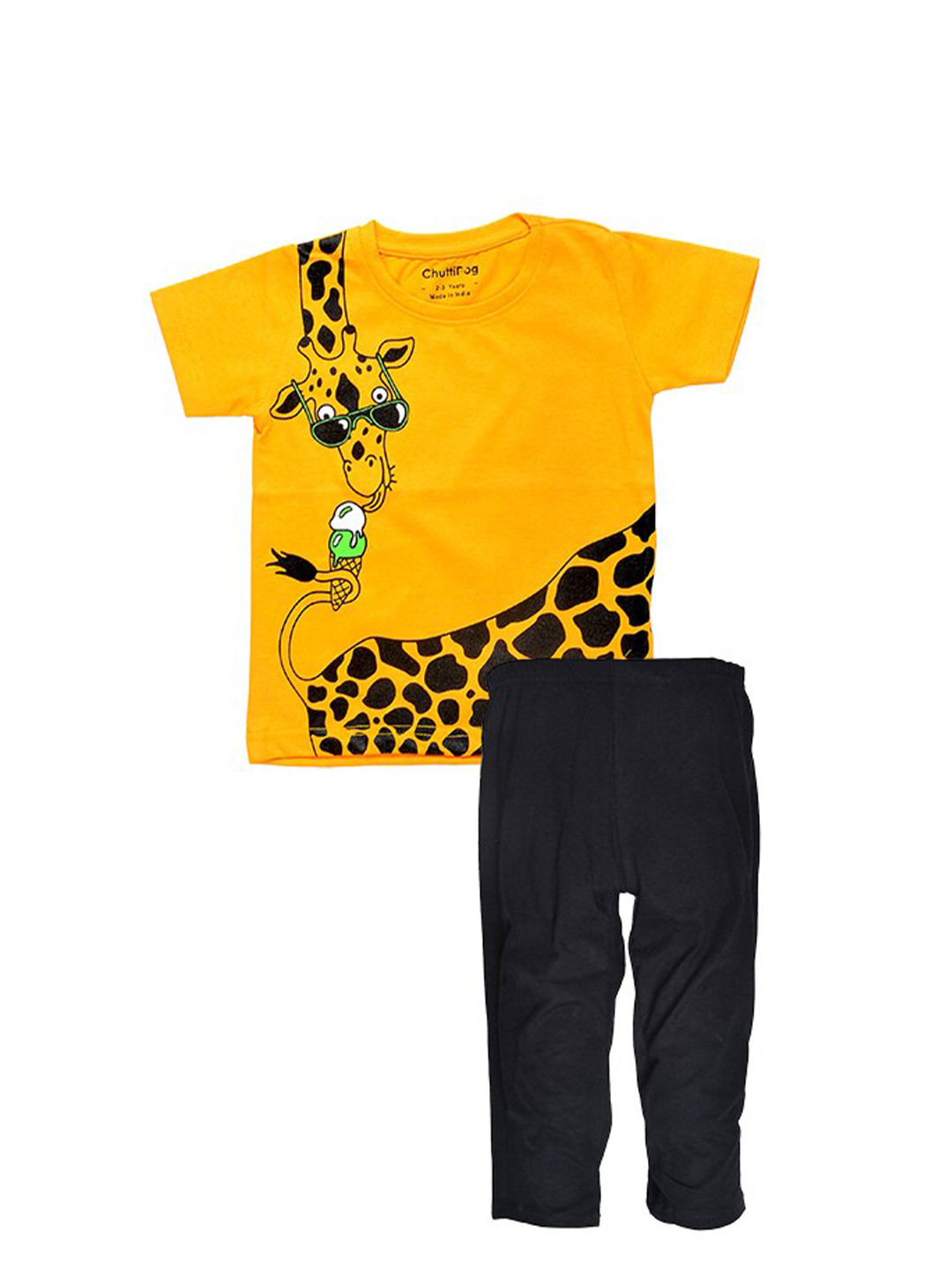 

BAESD Kids Printed Pure Cotton T-shirt with Pyjamas, Orange