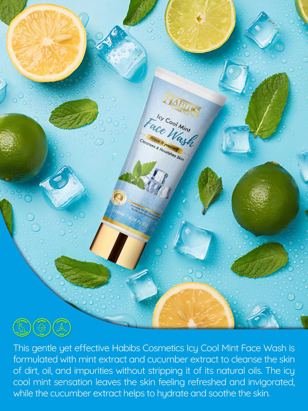 

HABIBS Icy Cool Mint Face Wash - 100ml, Blue