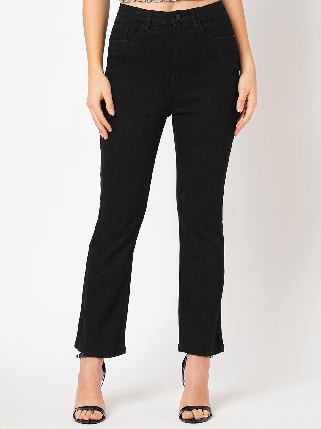 

HERE&NOW Women Straight Fit Stretchable Jeans, Black