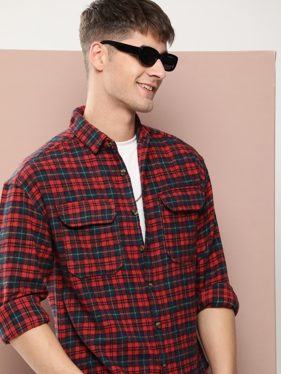 

Harvard Men Relaxed Checked Casual Shirt, Red