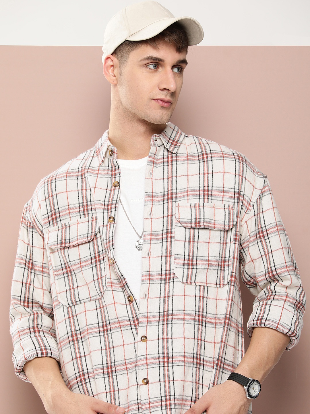 

Harvard Men Relaxed Checked Casual Shirt, White