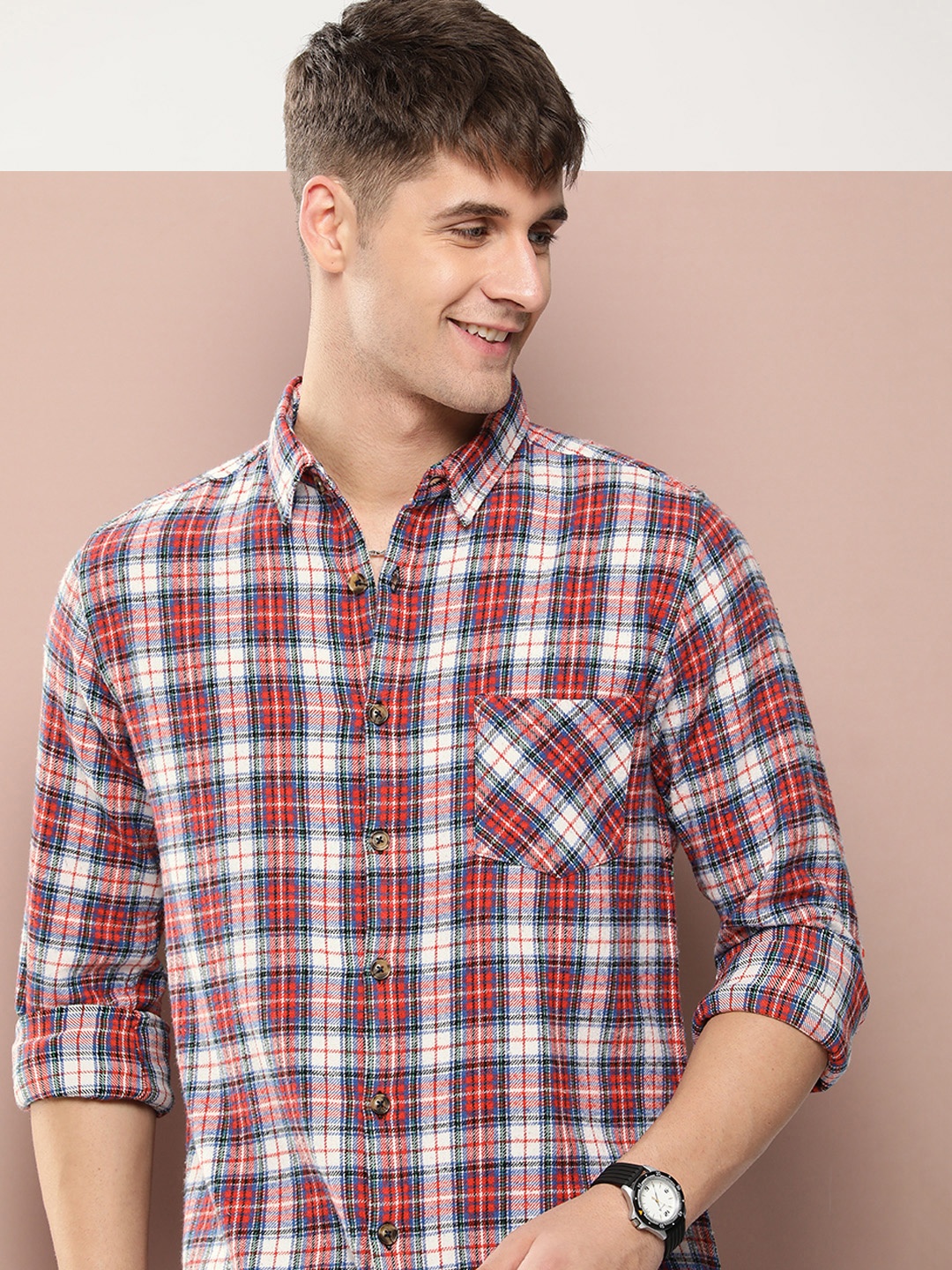 

Harvard Men Relaxed Checked Casual Shirt, White