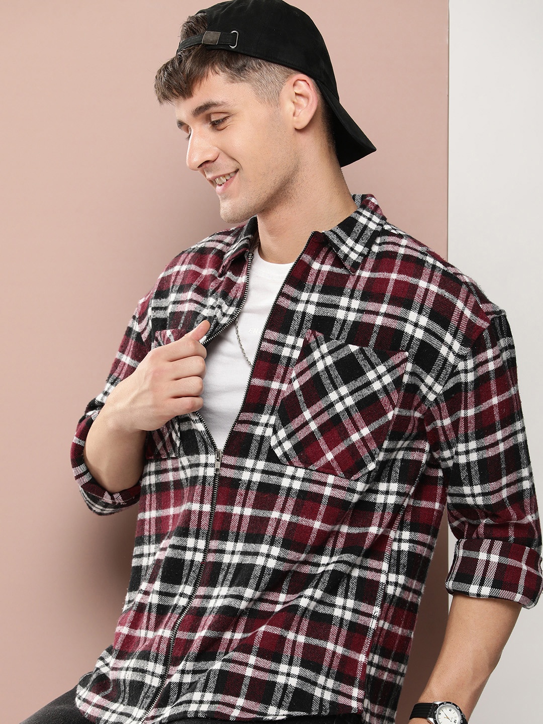 

Harvard Men Relaxed Opaque Checked Casual Shirt, Black