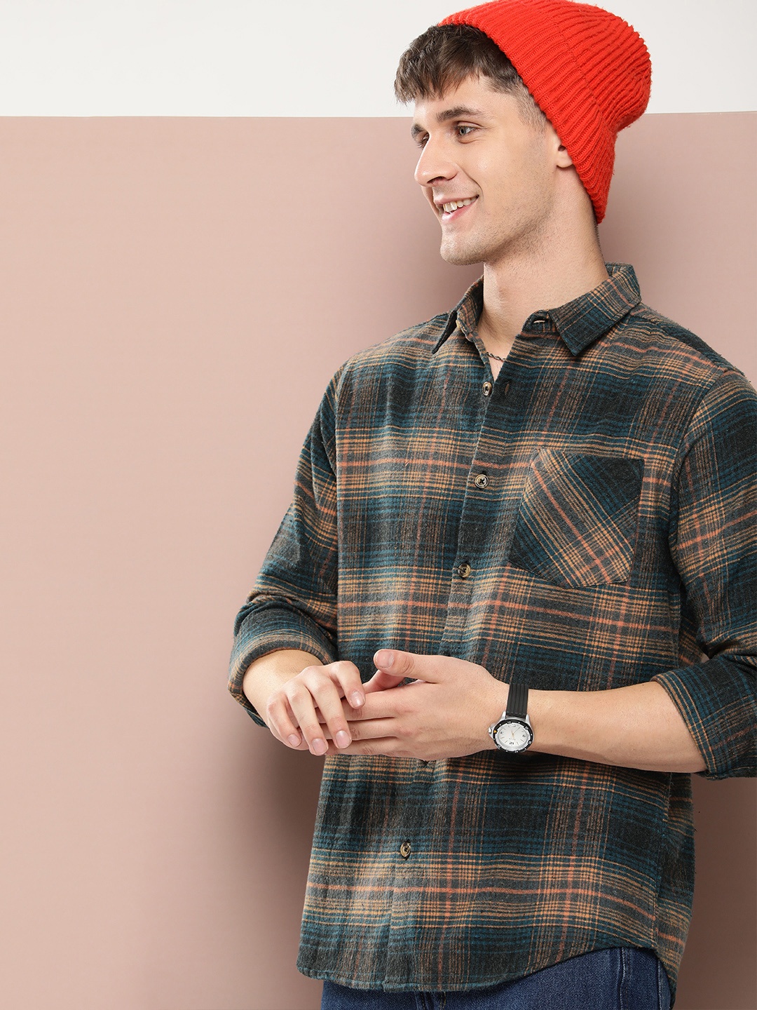 

Harvard Men Relaxed Checked Casual Shirt, Black