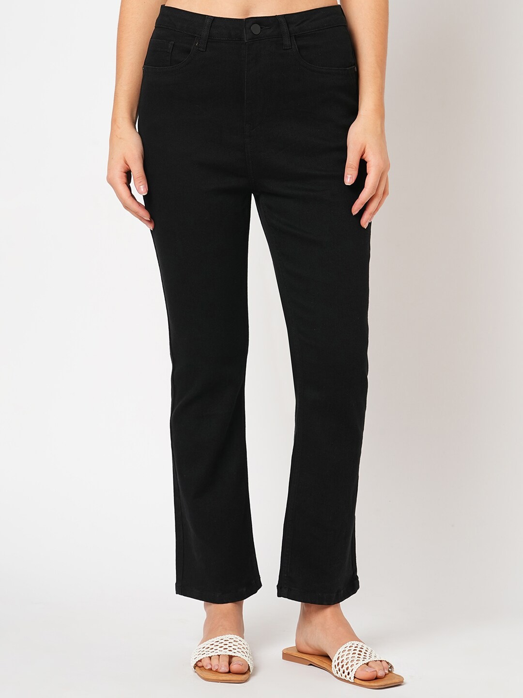 

Harvard Women Straight Fit High-Rise Stretchable Jeans, Black