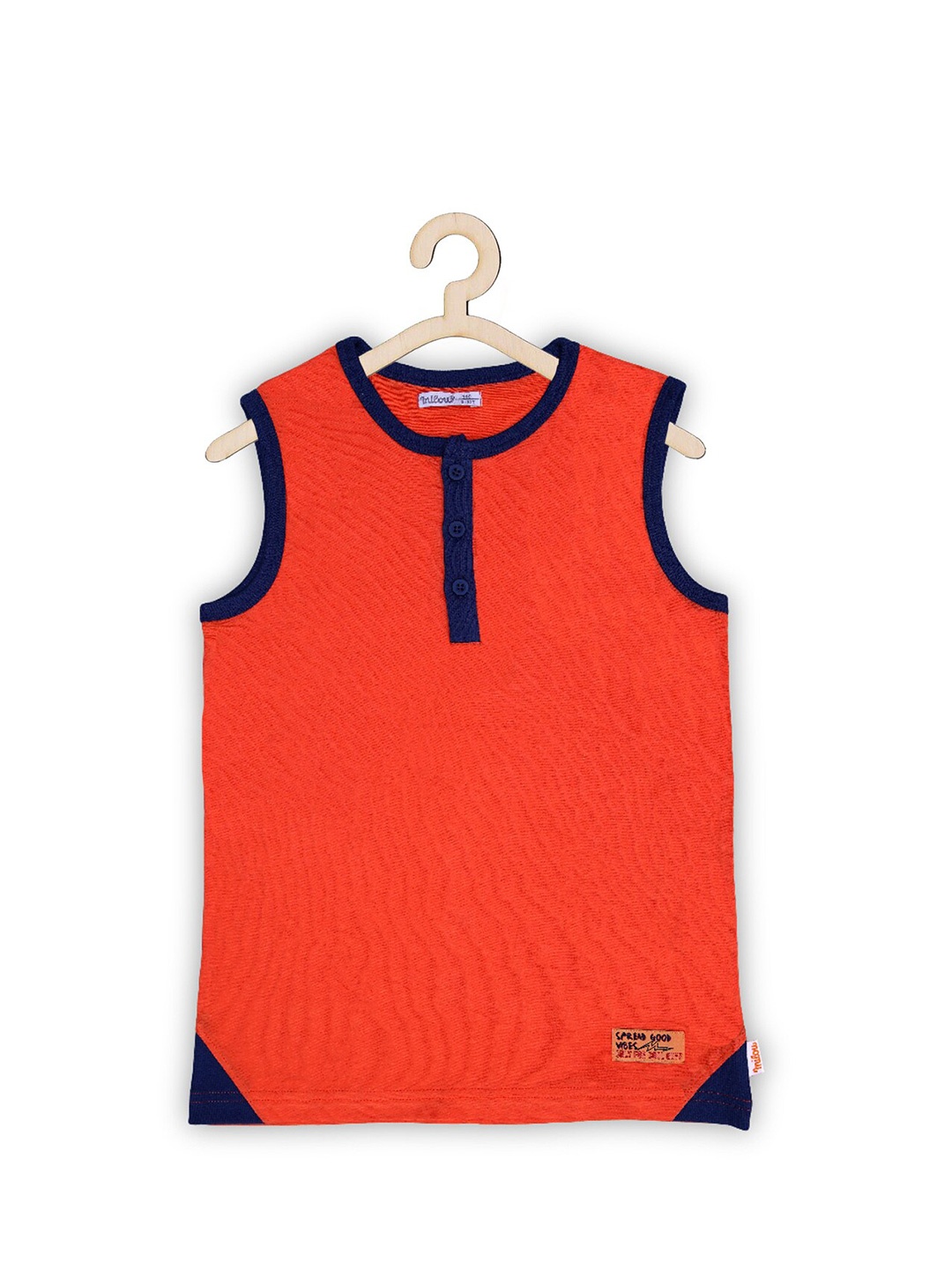 

milou Boys Henley Neck Sleeveless Pockets Slim Fit T-shirt, Orange