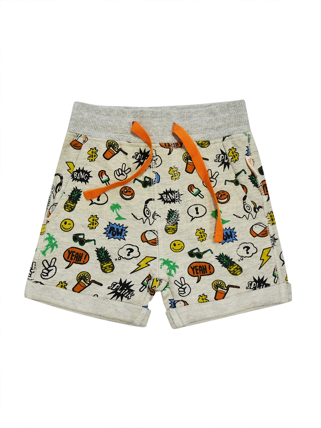 

milou Infant Boys Graphic Printed Low-Rise Pure Cotton Shorts, White