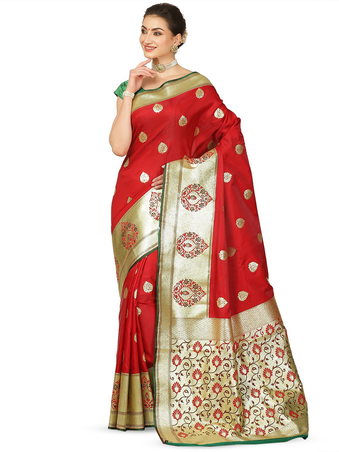 

PTIEPL Banarasi Silk Works Ethnic Motifs Woven Design Zari Satin Saree, Maroon