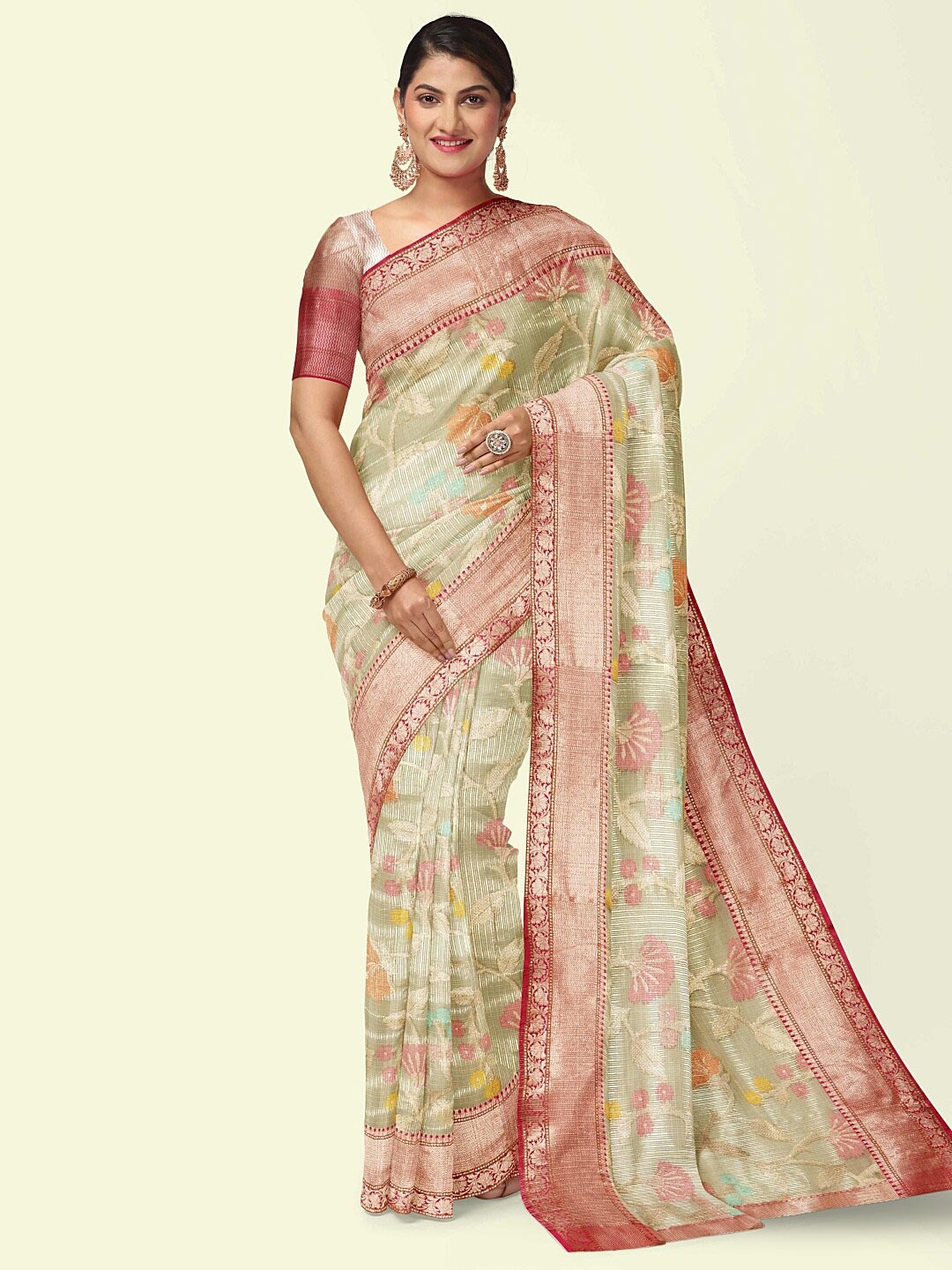 

PTIEPL Banarasi Silk Works Woven Design Zari Banarasi Saree, Green
