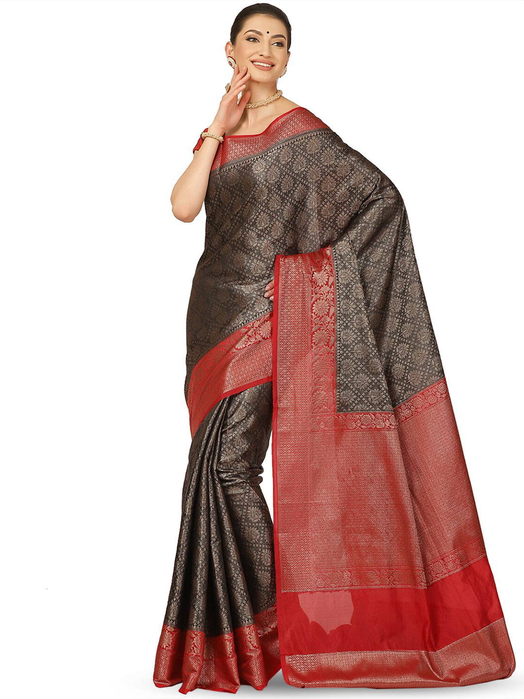 

PTIEPL Banarasi Silk Works Woven Design Zari Banarasi Saree, Black