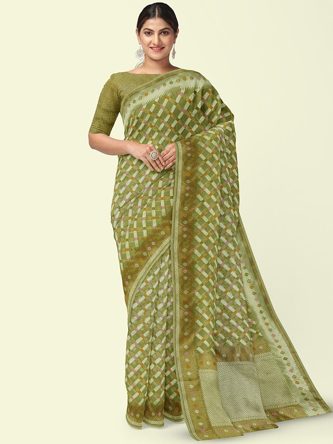 

PTIEPL Banarasi Silk Works Woven Design Zari Banarasi Saree, Green