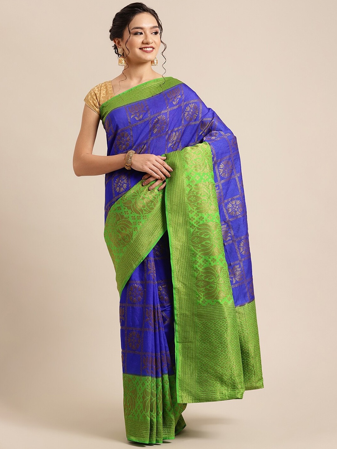 

PTIEPL Banarasi Silk Works Woven Design Zari Banarasi Saree, Blue
