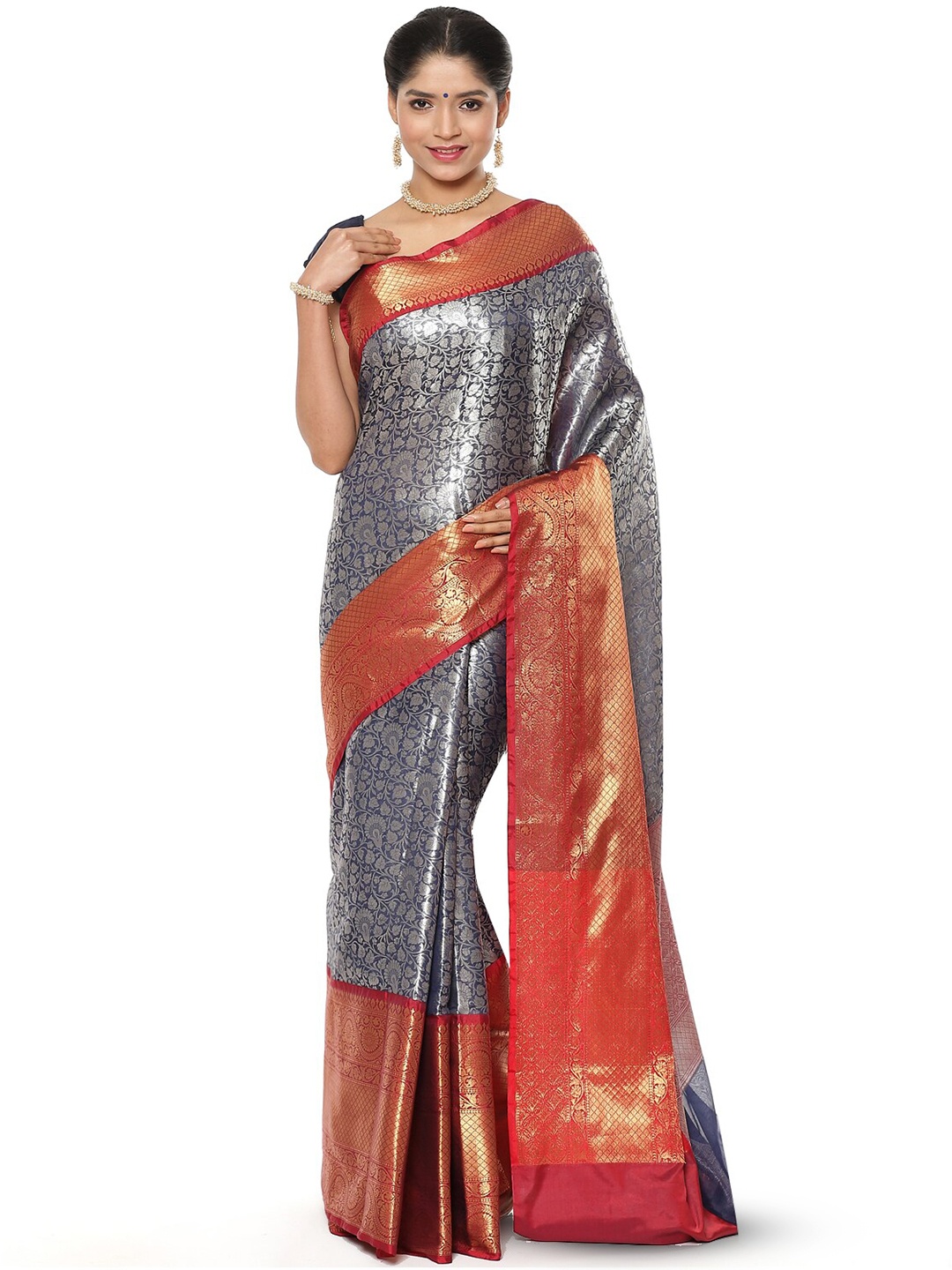 

PTIEPL Banarasi Silk Works Woven Design Zari Banarasi Saree, Blue