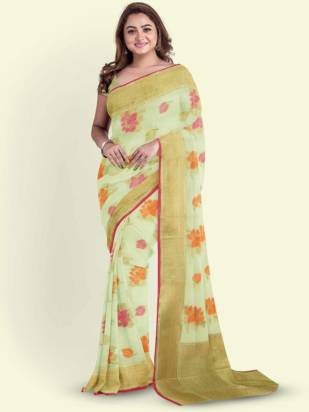 

PTIEPL Banarasi Silk Works Woven Design Zari Banarasi Saree, Green