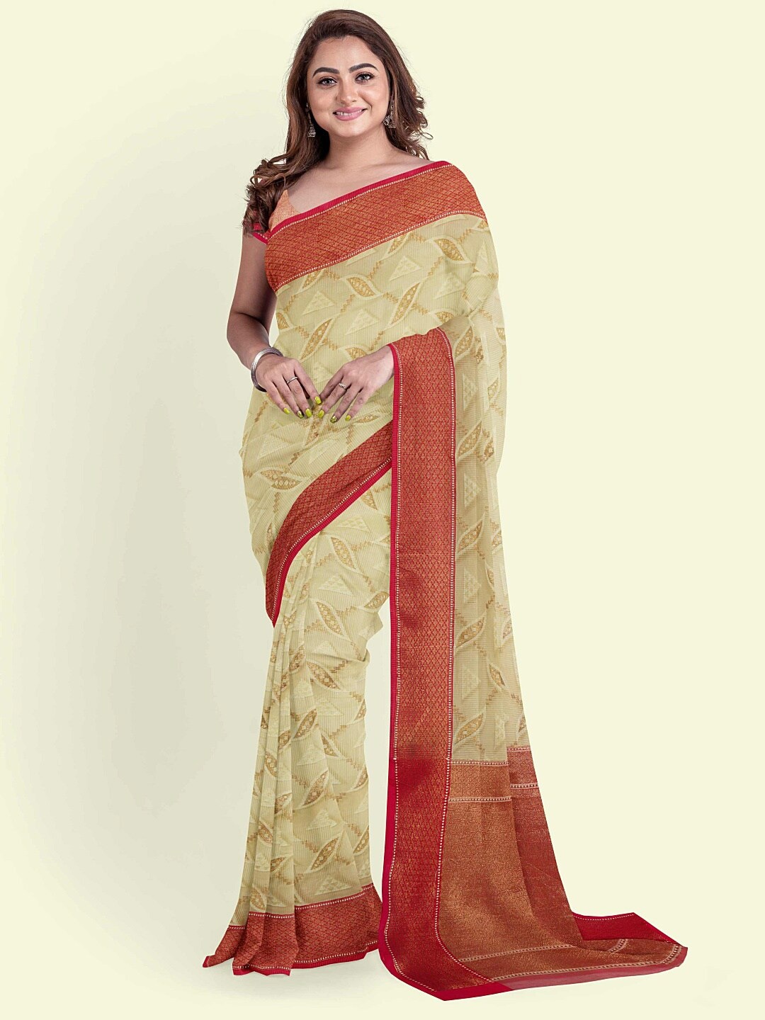 

PTIEPL Banarasi Silk Works Floral Woven Design Zari Banarasi Saree, Yellow