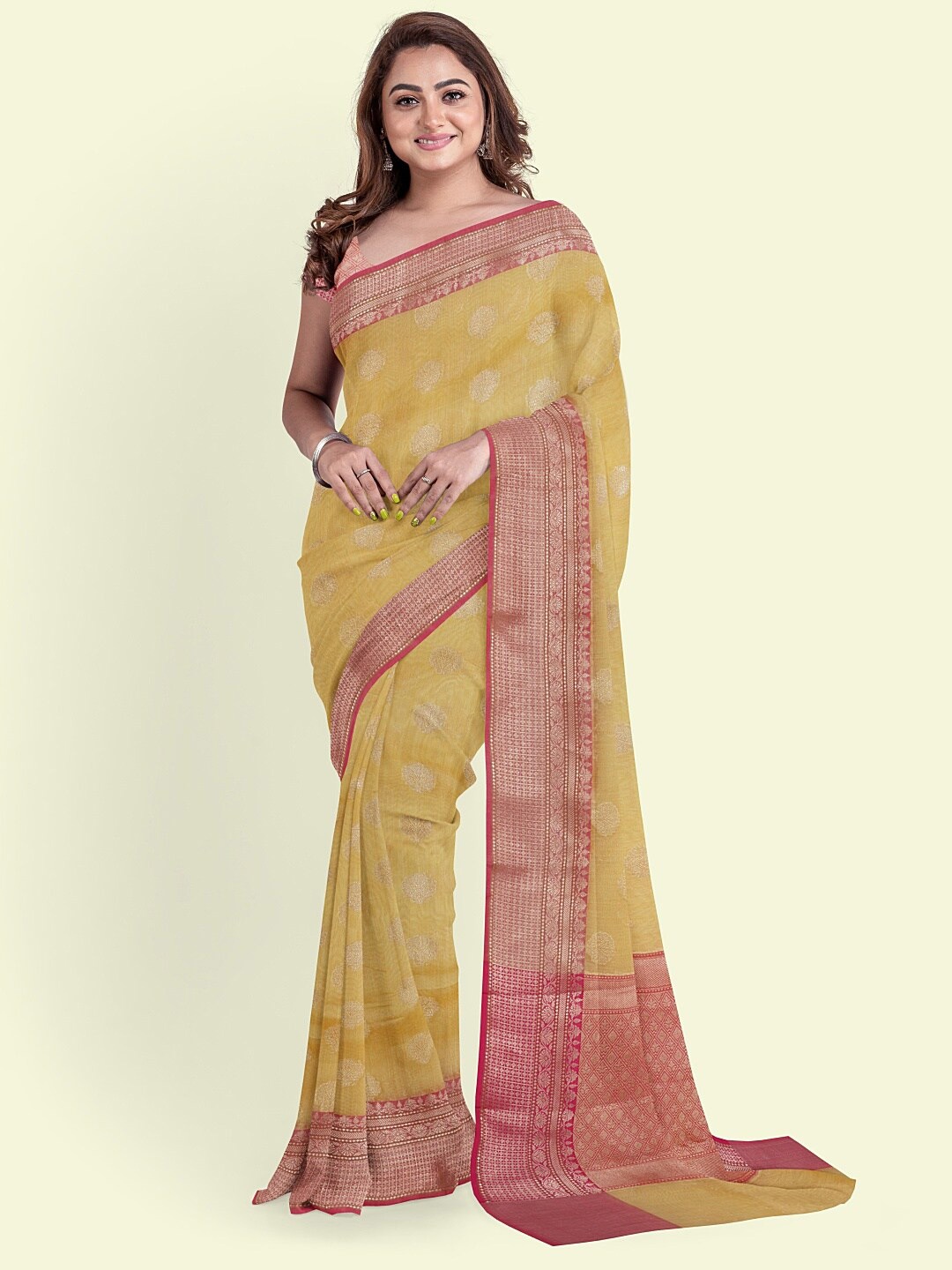 

PTIEPL Banarasi Silk Works Woven Design Zari Organza Banarasi Saree, Green