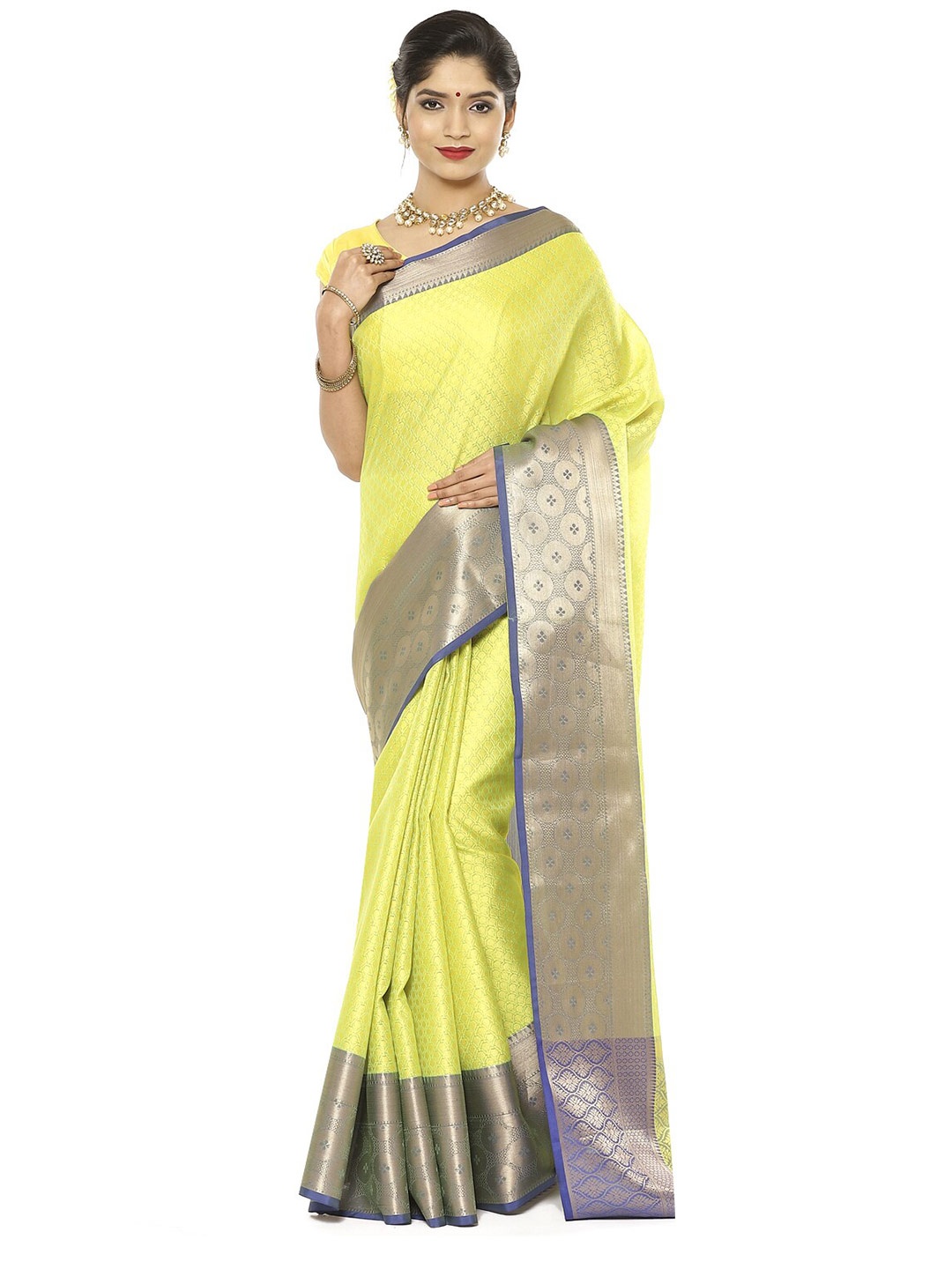 

PTIEPL Banarasi Silk Works Woven Design Zari Art Silk Banarasi Saree, Green