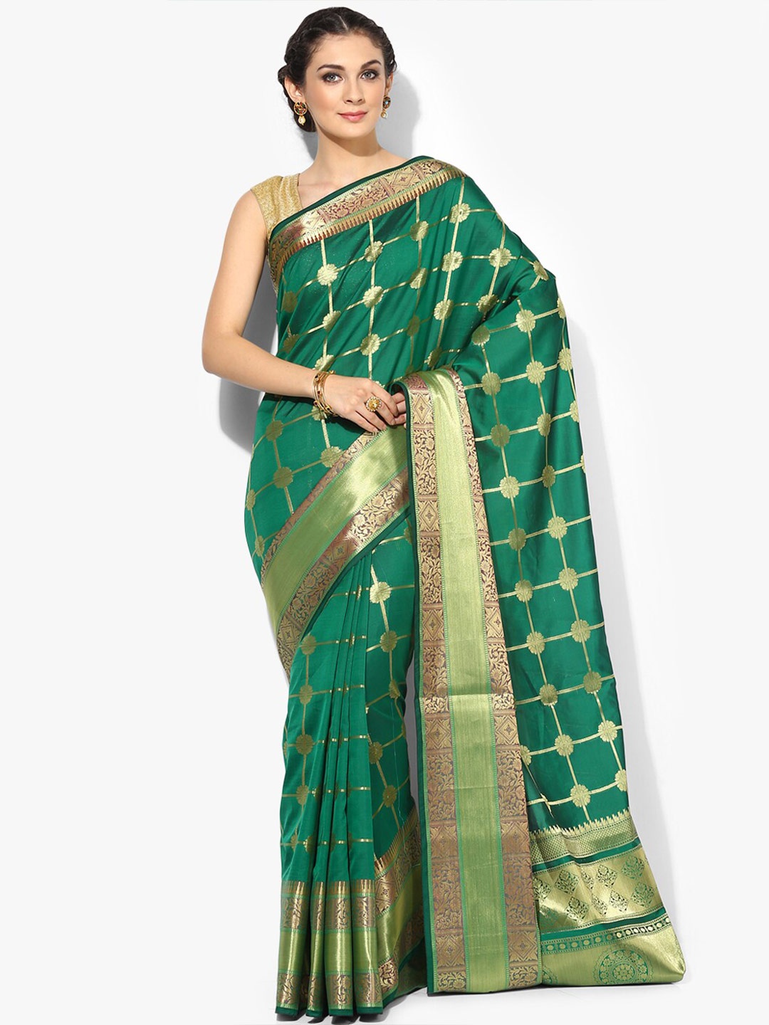 

PTIEPL Banarasi Silk Works Woven Design Zari Banarasi Saree, Green