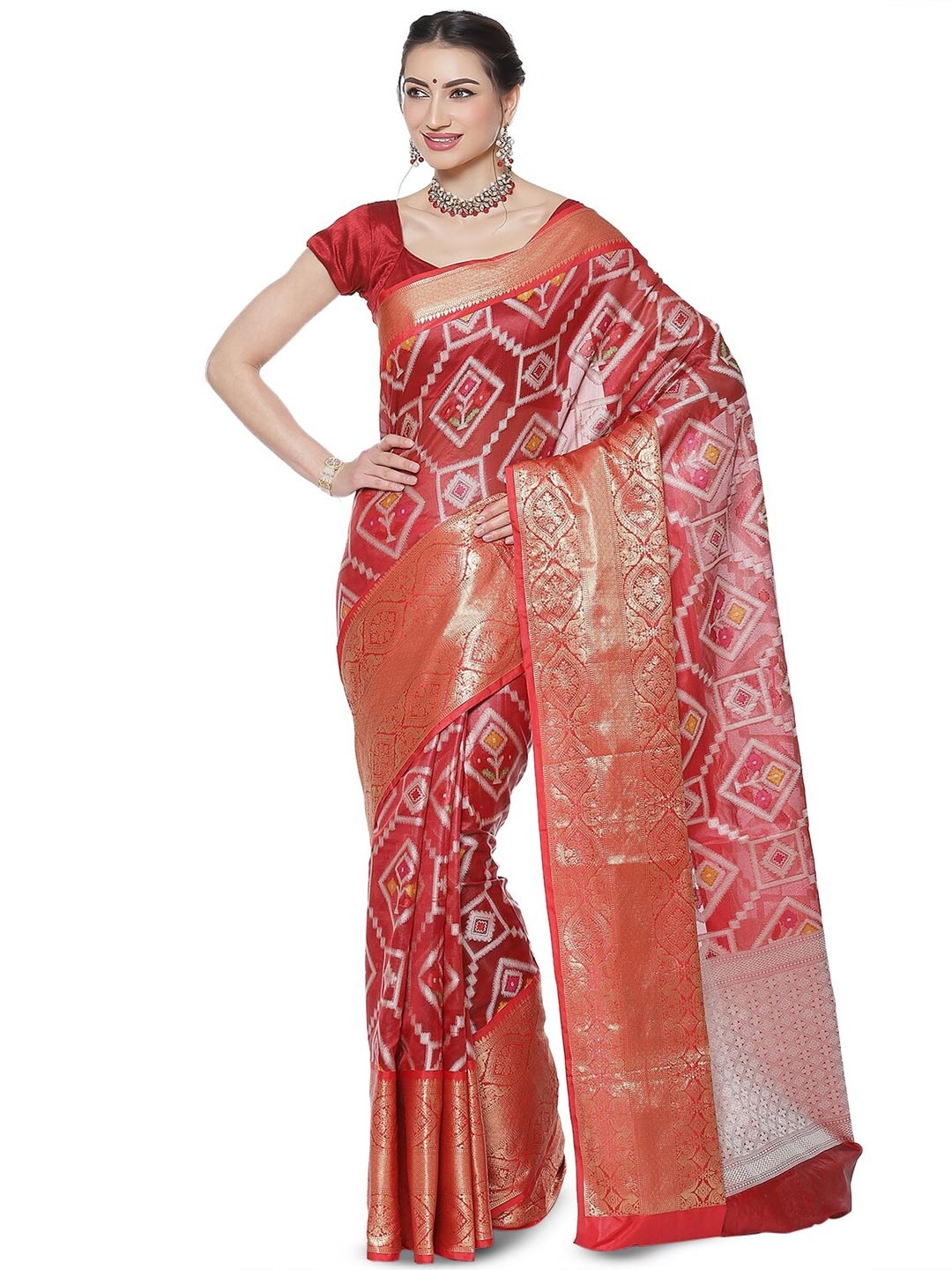 

PTIEPL Banarasi Silk Works Woven Design Zari Art Silk Banarasi Saree, Maroon