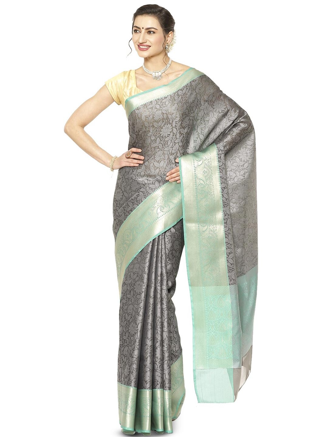 

PTIEPL Banarasi Silk Works Woven Design Zari Art Silk Banarasi Saree, Black