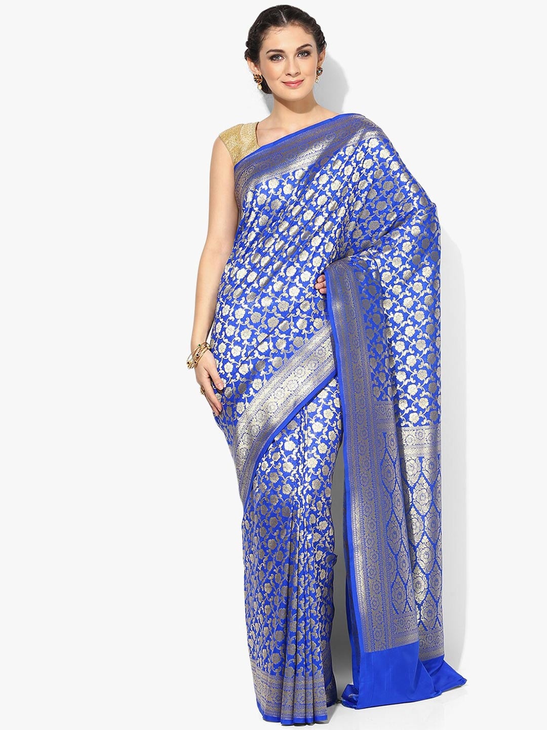 

PTIEPL Banarasi Silk Works Woven Design Zari Banarasi Saree, Blue